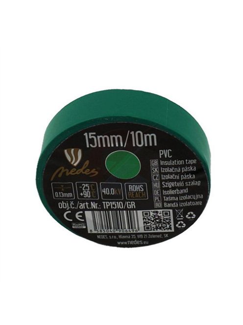 Szigetelőszalag  PVC 15mm/10m zöld  - TP1510/GR