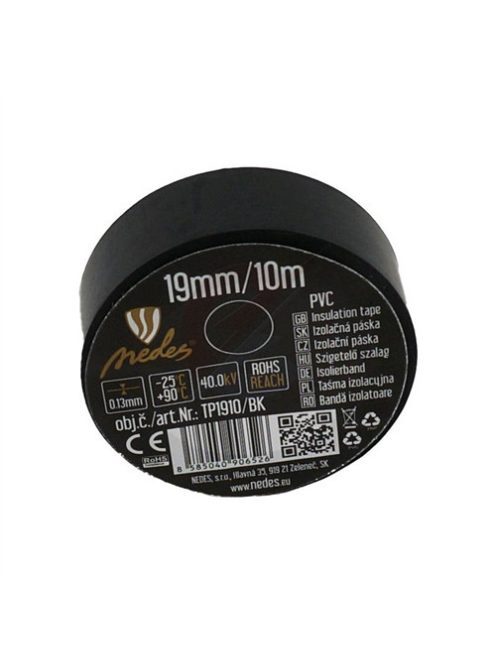 Szigetelőszalag PVC 19mm/10m fekete  - TP1910/BK