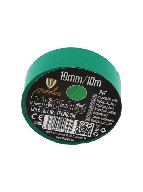 Szigetelőszalag PVC 19mm/10m zöld  - TP1910/GR