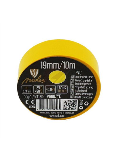 Szigetelőszalag PVC  19mm/10m sárga  - TP1910/YE